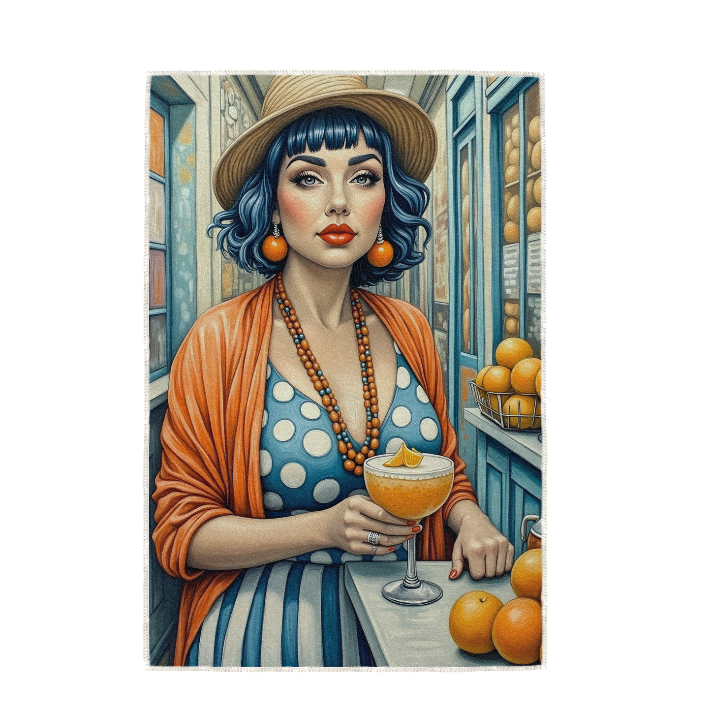 ORANGE COCKTAIL, HAND TOWEL / TEXTILE WALL ART