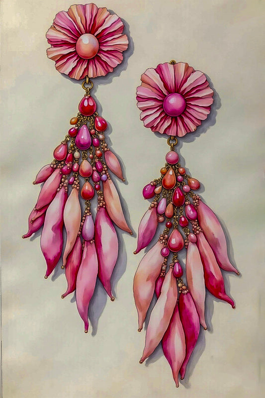 PINK WATERCOLOUR EARRINGS GREETING CARD