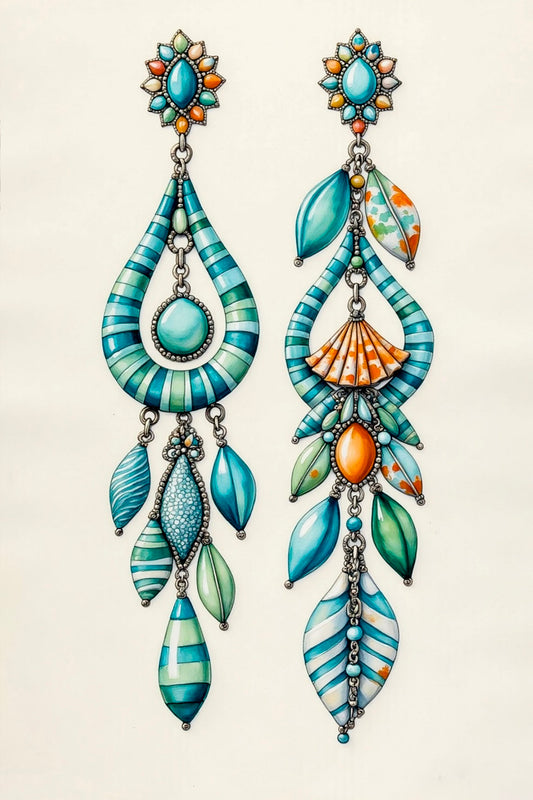 AQUA MEDLEY EARRINGS GREETING CARD