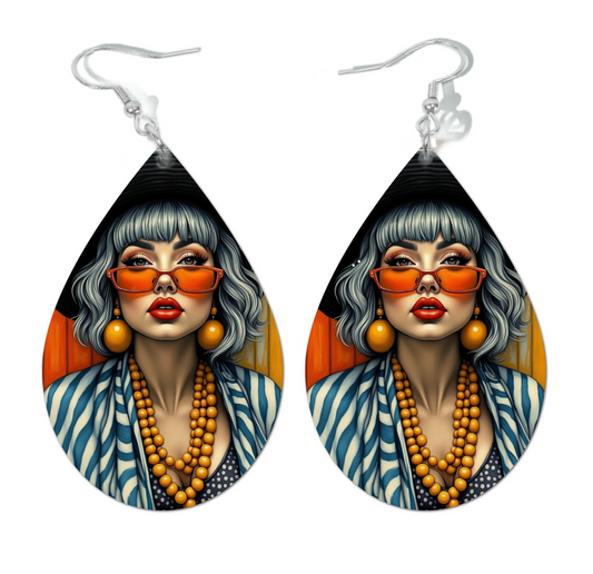 ORANGE SHADES WATERDROP EARRINGS