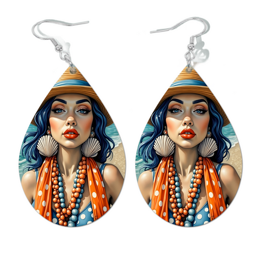 DOTS AND SHELLS WATERDROP EARRINGS