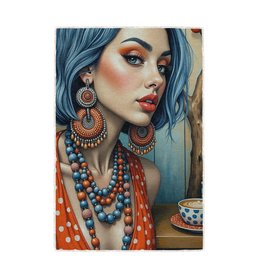 DOTS AND LATTE, HAND TOWEL / TEXTILE WALL ART