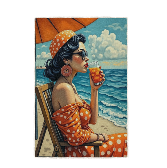 SUNKISSED SIPS, HAND TOWEL / TEXTILE WALL ART