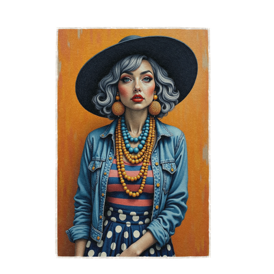 DENIM AND SPICE, HAND TOWEL / TEXTILE WALL ART