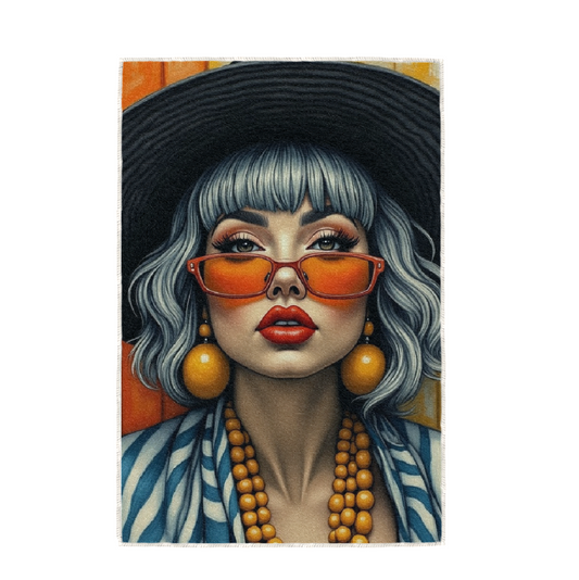 ORANGE SHADES, HAND TOWEL / TEXTILE WALL ART
