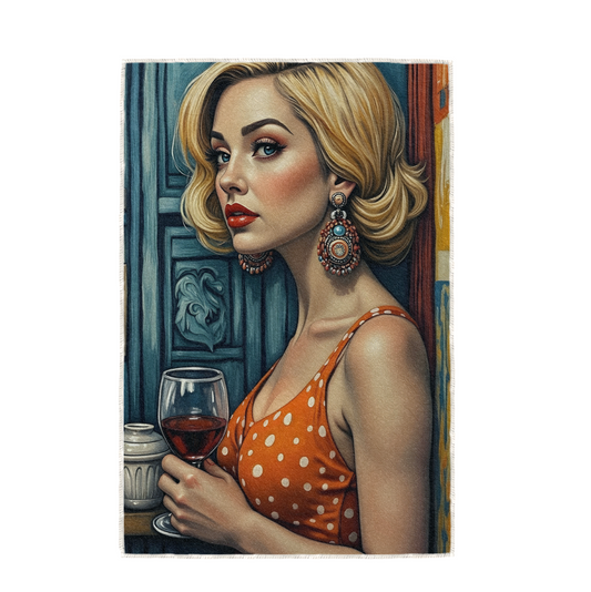 WINE WHISPERS 2, HAND TOWEL / TEXTILE WALL ART