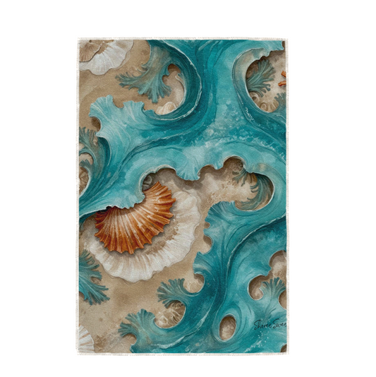 AQUA FRILLS, HAND TOWEL / TEXTILE WALL ART