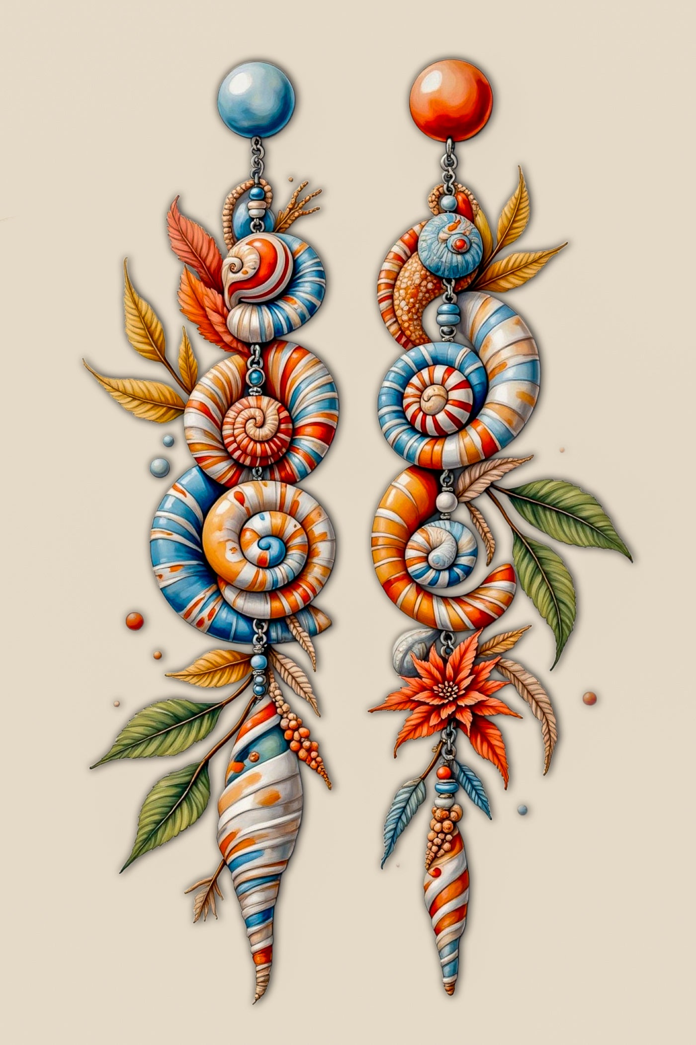 SCROLLS AND SHELL EARRINGS GREETING CARD