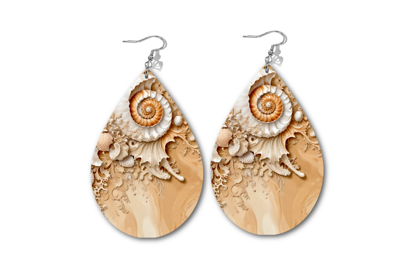 SHELLS IN CARAMEL WATERDROP EARRINGS