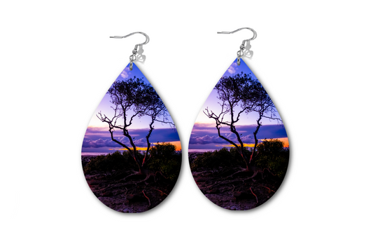 LITTLE TREE IN VELVET WATERDROP EARRINGS