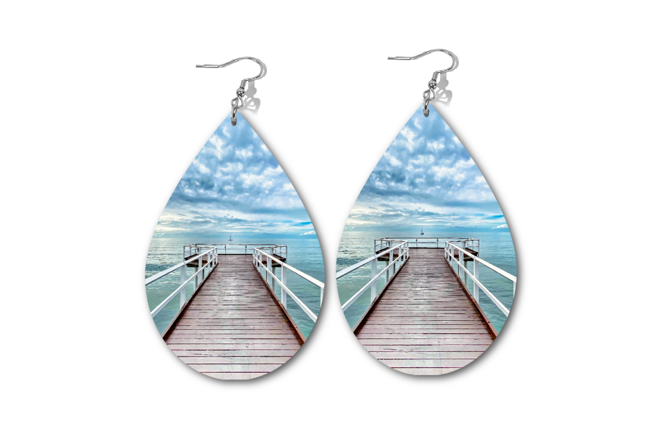 METALLIC BLUE JETTY WATERDROP EARRINGS