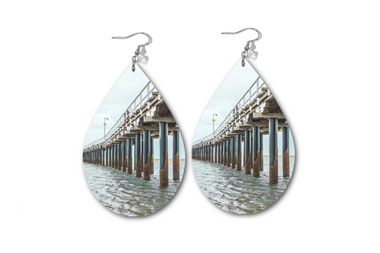 PIER IN WINTRY GREEN 2 WATERDROP EARRINGS