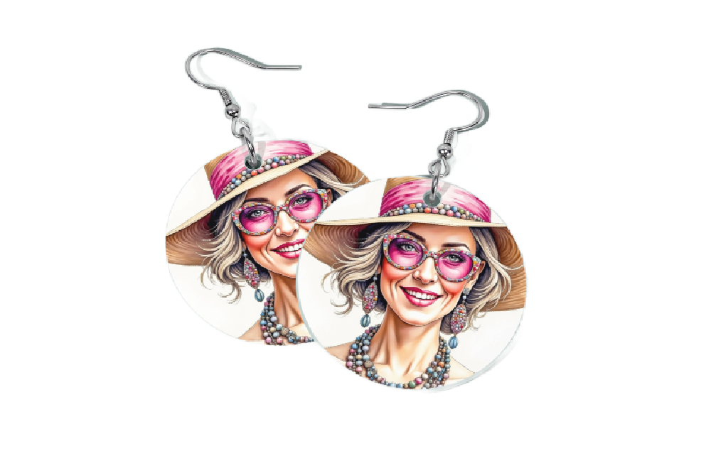 PINK SHADES ROUND EARRINGS