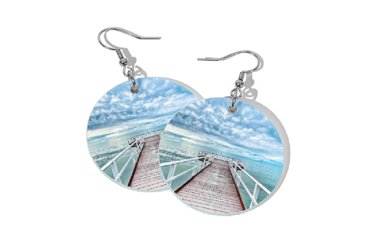 METALLIC BLUE JETTY ROUND EARRINGS