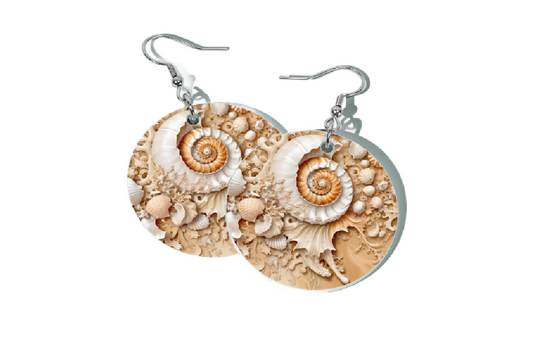 SHELLS IN CARAMEL ROUND EARRINGS