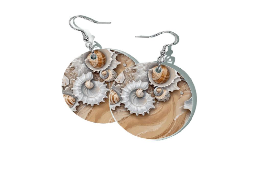 SHELLS IN VANILLA ROUND EARRINGS