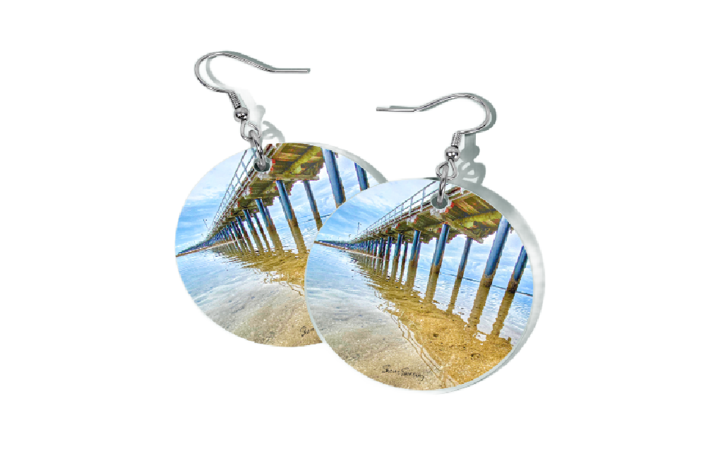 METALLIC BLUE PIER 1 ROUND EARRINGS