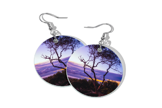 LITTLE TREE IN VELVET ROUND EARRINGS