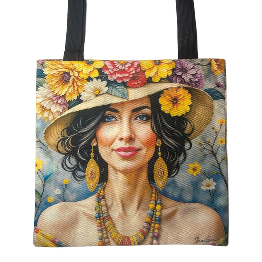 FLORAL BRIM TOTE BAG