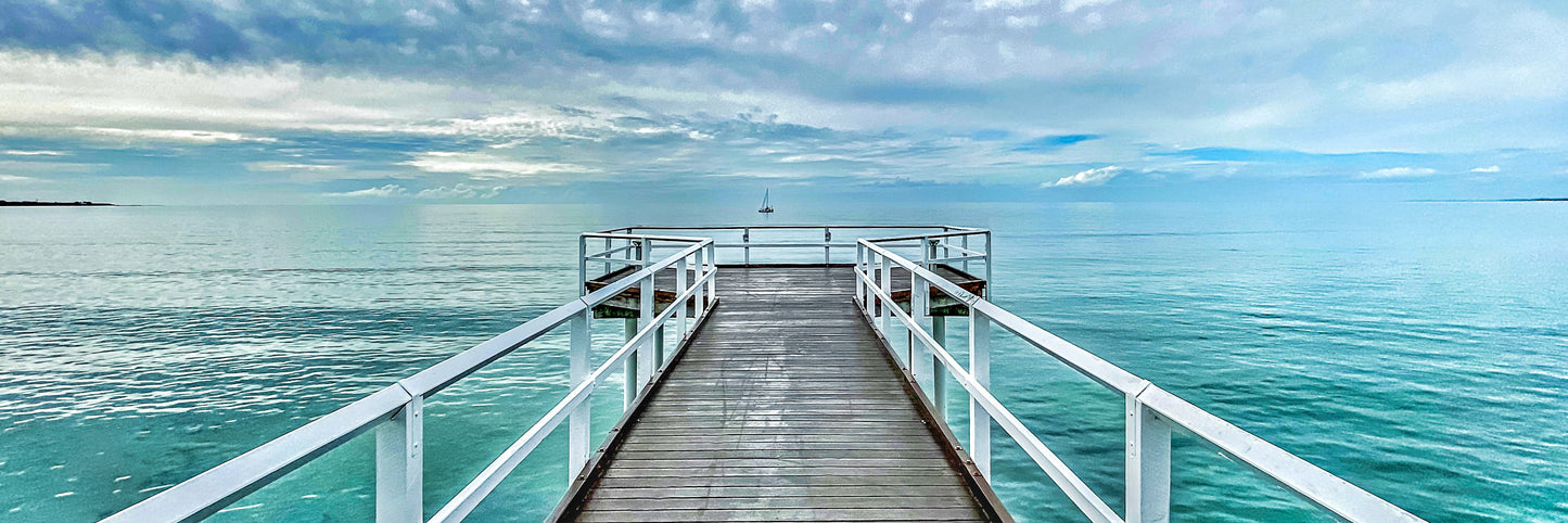 METALLIC BLUE JETTY PANORAMIC CANVAS