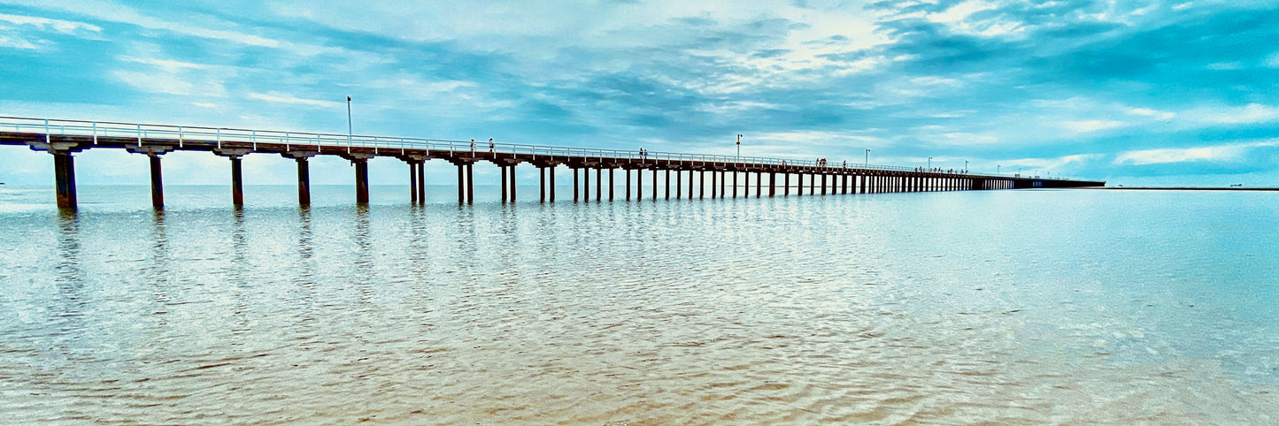 METALLIC BLUE PIER 2 PANORAMIC CANVAS