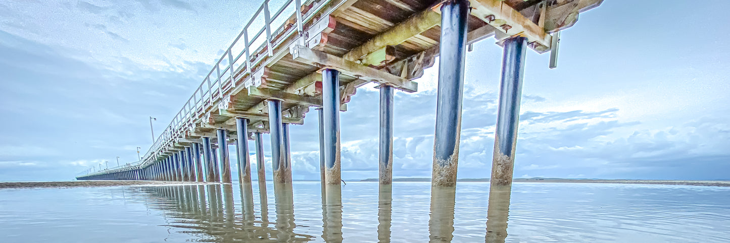 METALLIC BLUE PIER 1 PANORAMIC CANVAS