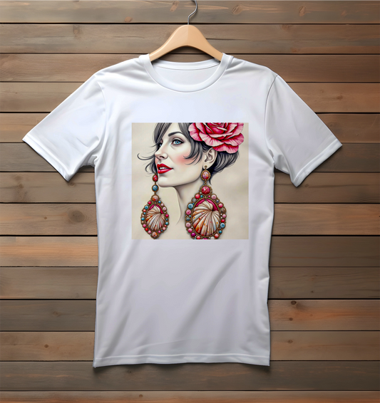 ROSE WITH EARRINGS WOMEN'S T-SHIRT