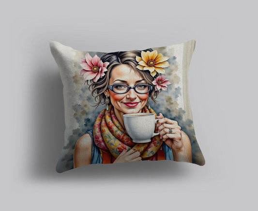 COFFEE AND BLOOMS CUSHION