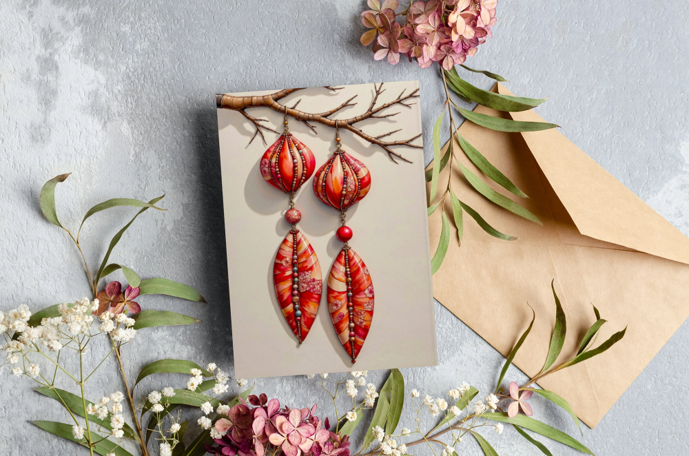 BEADS AND BLOOMS EARRINGS GREETING CARD