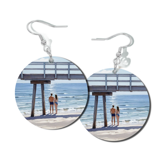 SWIMMERS UNDER JETTY, ROUND EARRINGS