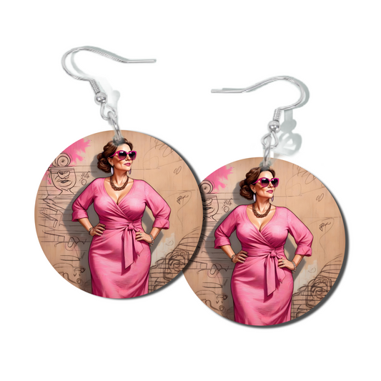 PINK GRAFFITI, ROUND EARRINGS