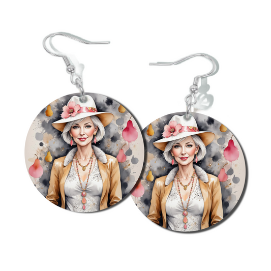 PINK PEARS, ROUND EARRINGS