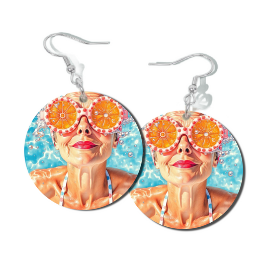 CITRUS GOGGLES, ROUND EARRINGS