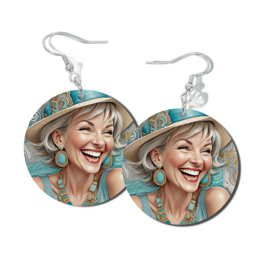 JOY IN AQUA ROUND EARRINGS