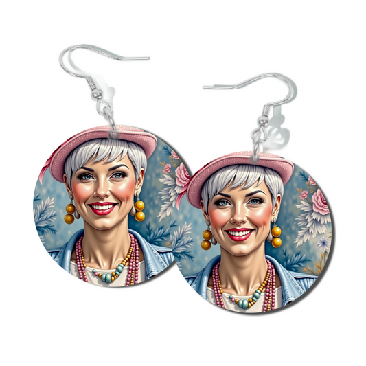 METALLIC PINK, ROUND EARRINGS