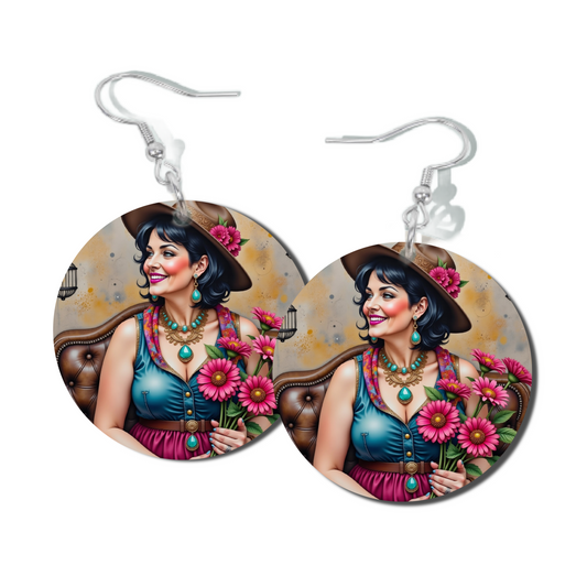 TEAL AND BLUSH, ROUND EARRINGS