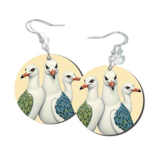 RUFFLED FEATHERS, ROUND EARRINGS