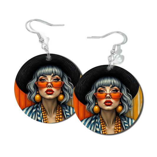 ORANGE SHADES, ROUND EARRINGS
