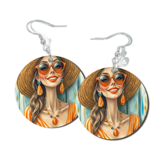 LUU ORANGE DROPS, ROUND EARRINGS