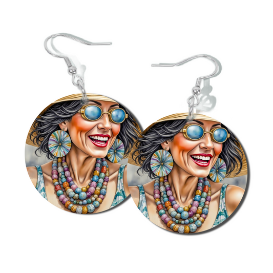 GOGGLES AND BEADS ROUND EARRINGS