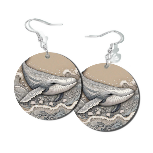 SILVER WHALE, ROUND EARRINGS