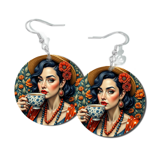 CRIMSON TEA, ROUND EARRINGS