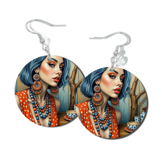 DOTS AND LATTE, ROUND EARRINGS