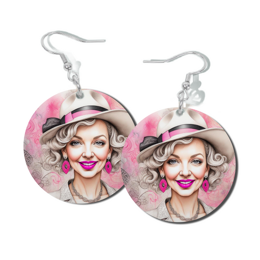 PINK LIPSTICK, ROUND EARRINGS