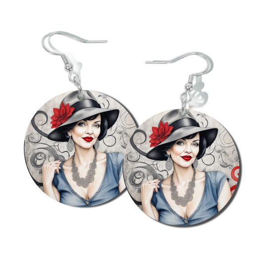 SCARLET DENIM 1, ROUND EARRINGS