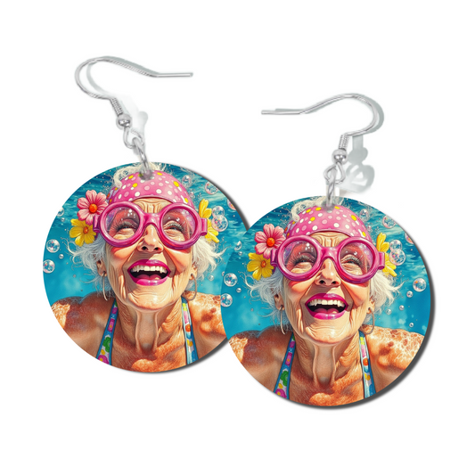 POOLSIDE BLOOMS, ROUND EARRINGS