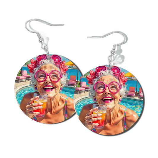 BLOSSOMS AND COCKTAILS, ROUND EARRINGS