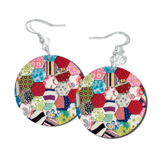 MARG'S PATCHWORK, ROUND EARRINGS