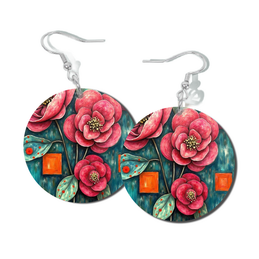 JOAN'S ROSES, ROUND EARRINGS