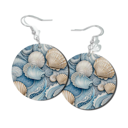 OCEAN LACE BLUE, ROUND EARRINGS